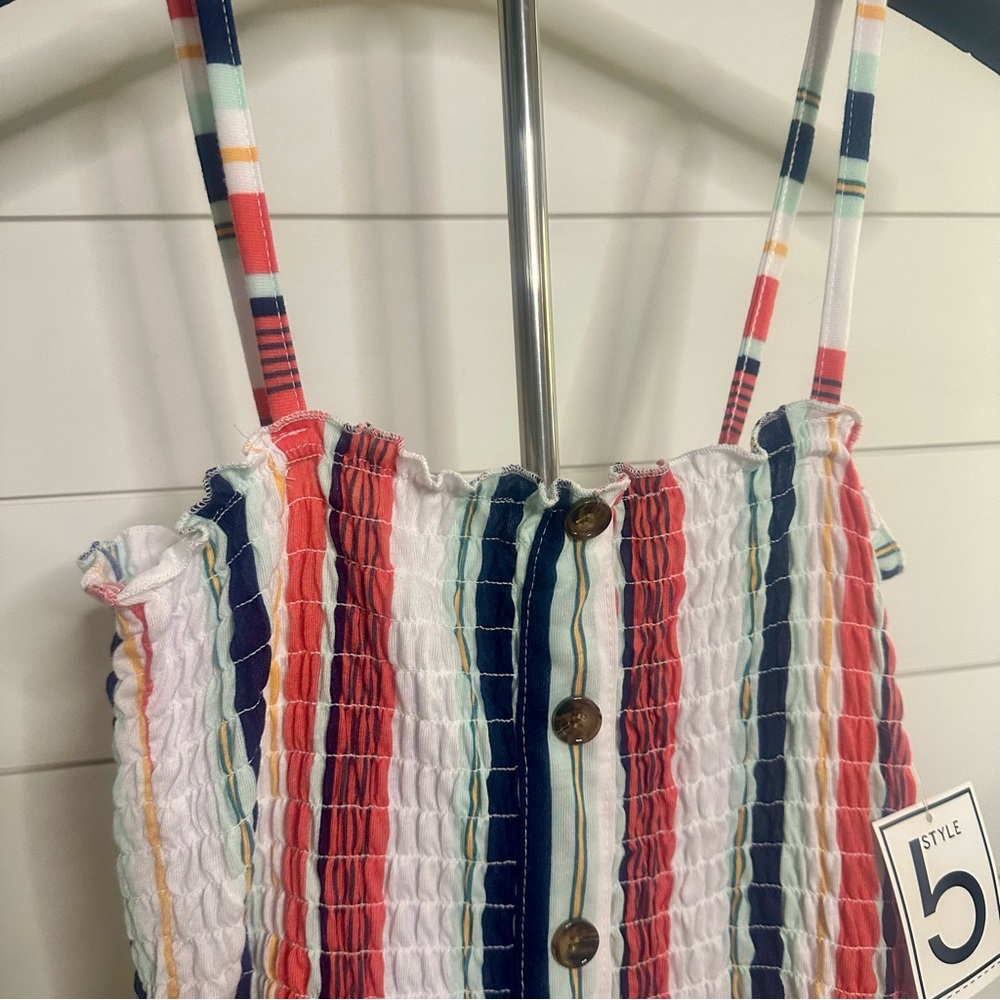 5 STYLE Striped Romper With Button Detail Perfect For Spring/Summer - Picture 3 of 5